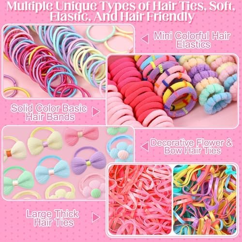946 Pcs Hair Accessories for Girls, Colorful Hair Rubber Bands Elastic Hair Ties with Cute Hair Clips Hair Styling Tools - Image 4