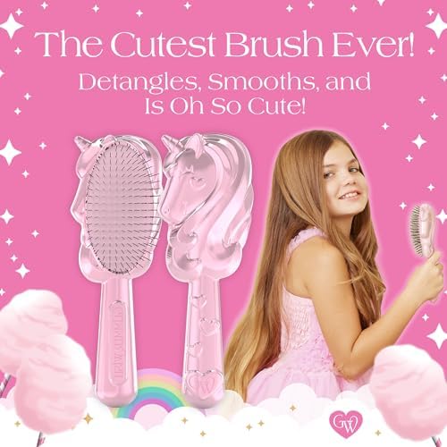 Glimmer Wish Unicorn Hair Detangler Brush for Kids – Gentle & Soft Bristles for Tangle-Free Locks – Anti-Frizz & Anti-Static – Hairbrush for Wet or Dry Use, Hair Brush for Girls and Women - Image 5