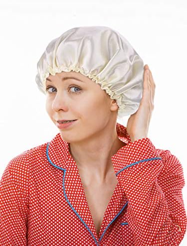 Blulu 3 Pack Satin Bonnet for Women,Black, Beige, Silver - Image 5