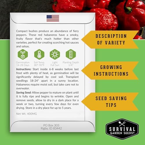 Red Habanero Pepper Seeds for Planting (5 Pack) - Image 2