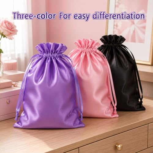 6Pcs Wig Bags with Satin Drawstring Wig Storage Bags - Image 4