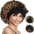Bonnet Queen Silk Bonnet for Sleeping Satin Bonnet Hair Bonnet Satin Lined Bonnets Double Layer Bonnets Adjustable Tie Bonnets Night Cap For Curly Hair Leopard by BonnetQueen