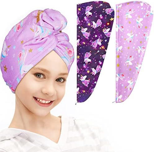 FIOBEE Microfiber Hair Towel Wrap for Kid Girls Rapid Drying Hair Turbans by FIOBEE