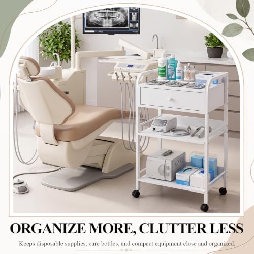 Nuanchu Salon Trolley Cart with Wheels and Drawer, 3 Tier Wooden Storage - Image 5