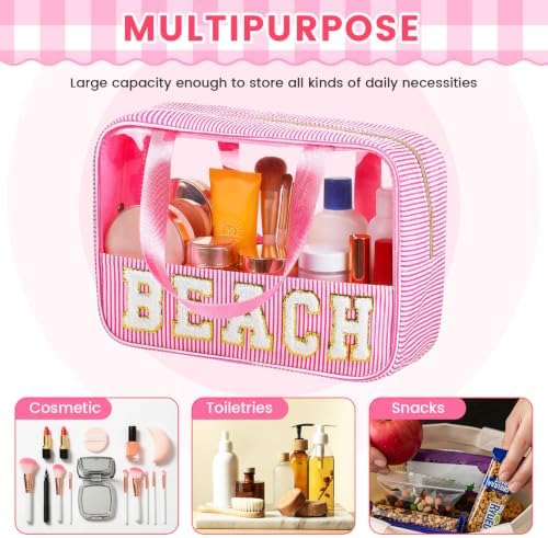 Sanwuta Clear Seersucker Beach Bag, Pink - Image 3