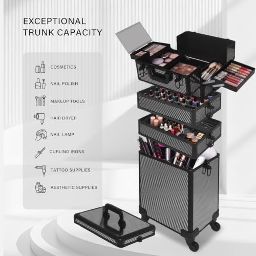Makeup Train Case Makeup Case (5, CARBON FIBER) - Image 3