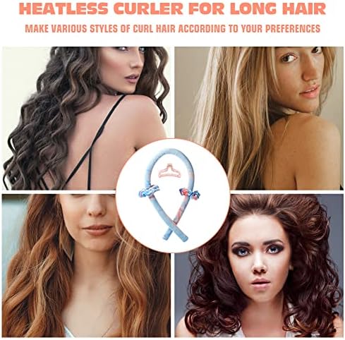 Heatless Curling Rod Headband No Heat Silk Ribbon Curling Rod Hair Roller Curls with Hair Claw Clip Lazy Natural Soft Wave DIY Hair Rollers Styling Tool for Sleep in Overnight (Cai) - Image 3