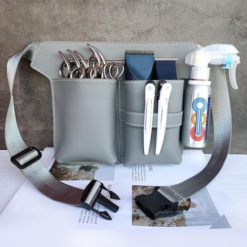 Scissor Bag,Barber PU Leather Waist Pouch,Professional Hairdressing Tools Storage Holster with Waist Belt,Hairstylist Waist Belt,Professional Hairdressing Tools Storage Holster - Image 2