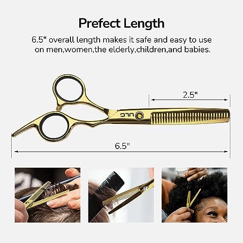 Hair Cutting Scissors Thinning Shears Kit ULG Professional Barber Hairdressing Texturizing Salon Razor Edge Scissor Japanese Stainless Steel 6.5 inch Gold - Image 4