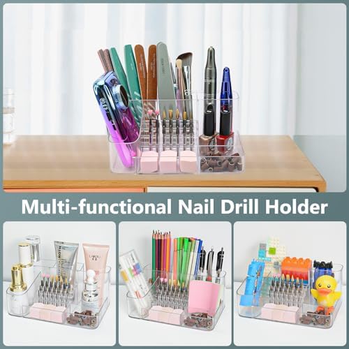 CGBE Acrylic Nail Drill Holder, 28 Holes Transparent Nail Desk Organizer - Image 6