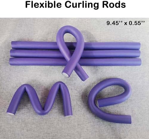 9.45"x 0.55" Flexible Curling Flexirods, 30Pcs Heatless Bendy Foam Rods for Long, Medium, Short Hair Curls - Purple - Image 6