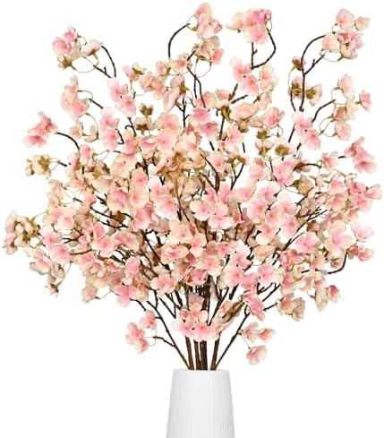 40'' Cherry Blossom Branches, 4 Pcs Faux Cherry Blossom Tree Stems Decor by Waipfaru