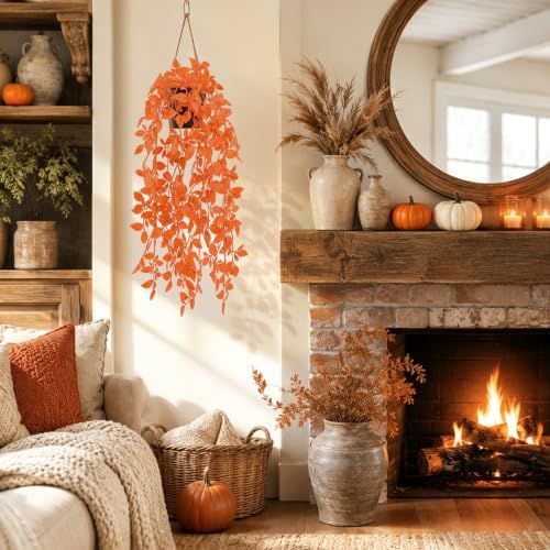 Der Rose 2Pcs Fake Fall Hanging Plants for Home Bathroom Wall Outdoor - Image 4