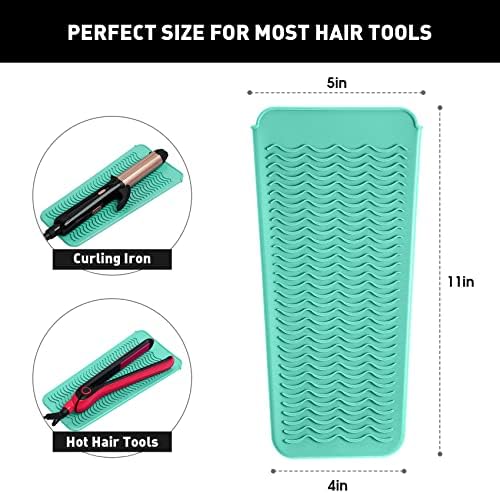 ZAXOP 2 Pack Heat Resistant Silicone Mat Pouch for Flat Iron, Curling Iron,Hair Straightener,Hair Curling Wands,Hot Hair Tools (Mintgreen-Mintgreen) - Image 2