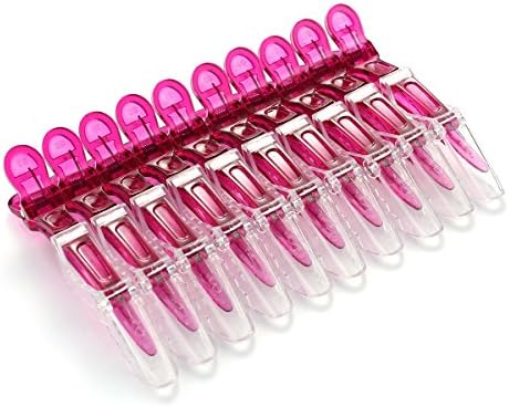 10pcs/set Croc Clips Transparent Plastic Hairdresser Clip Hair Styling Sectioning Barrettes Non Slip Alligator Clip Salon DIY Accessories for Women and Girls(10pcs-Rose Red) - Image 2