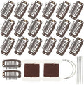 20 Pieces Hair Extension Clips, Dark Brown Wig Clip with Needle and Thread by YUXIANG