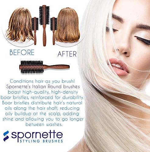 Spornette Italian Round Boar Bristle Brush - Large Round Brush for Blow Drying, Styling & Volumizing - Wooden Brush for Medium to Long Thick, Fine, Curly or Straight Hair (2.25 inch) - Image 7