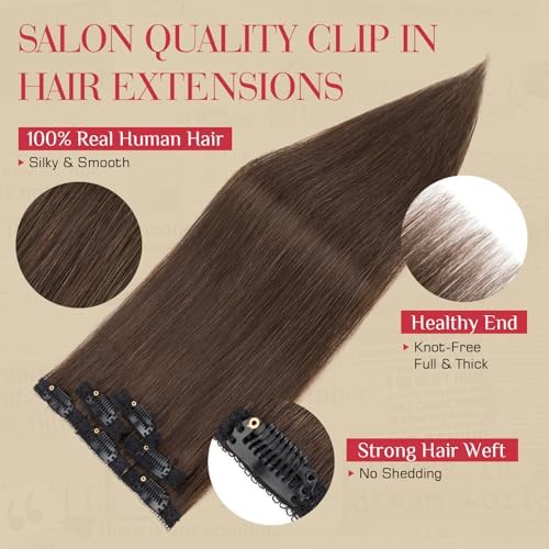 Rich Choices Clip In Extensions Real Human Hair -6 Pcs Single Clip Design-100% Remy Hairs Invisible Mini Clip in Extensions for Thin Hair-Seamless Hairpieces for Women-14 Inches #2R Chocolate Brown - Image 3