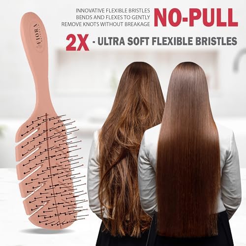 Fiora Naturals Detangler Brush for Wet and Dry Hair, Soft Detangling Brush - Image 2