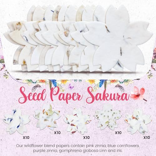 Dunzoom 50 Pcs Plantable Seed Paper Tags Wildflower,Flower Shape - Image 2