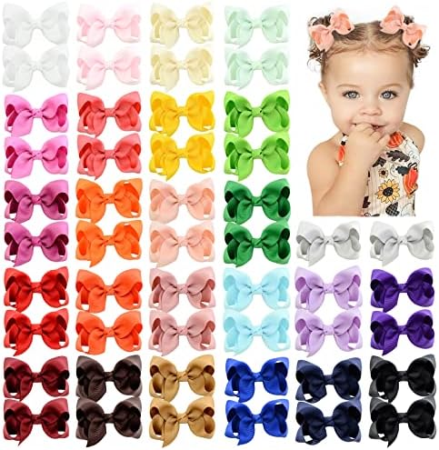 YHXX YLEN 50PCS 3Inch Hair Bows for Girls Grosgrain Ribbon Toddler Bows by YHXXYLEN