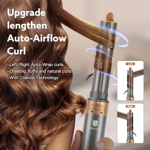 Hair Dryer Hot Air Styler: Auto Wrap Curling Wand 1 1/4 Inch Automatic Hair Curler, Ceramic Negative Ionic Blow Dryers Fast Drying Tools Set with Extra Long Barrel for Styling Waves (Gray) - Image 3
