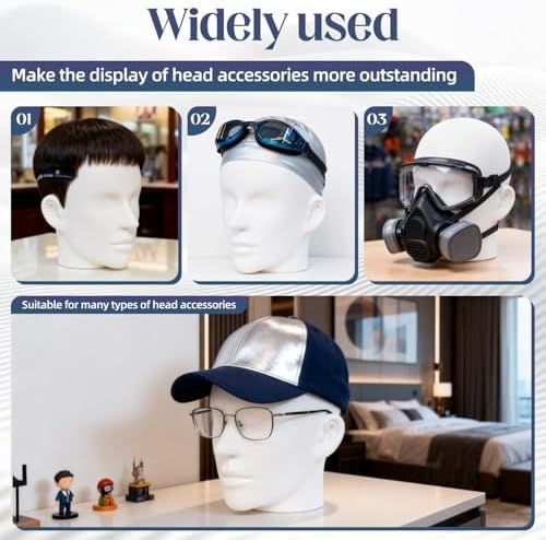 Mannequin Wig Head with Adjustable Stand – Wig Display Head for Wigs, Hats, Caps, Headdress, Salon Styling or Home Display 22.83" Circumference Head (White) - Image 3