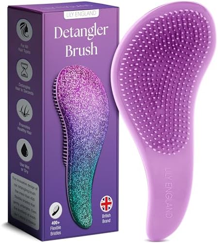 Lily England Glitter Hair Brush for Curly, Thick, Wet & Dry Hair, Purple by LilyEngland