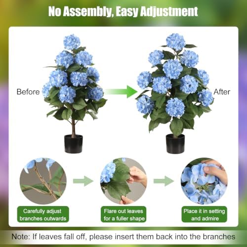 3FT Artificial Hydrangea Tree,Blue 2 Pack - Image 5