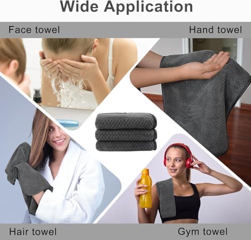 KinHwa Gray Bathroom Hand Towels, Microfiber Face Towels, 11x20 Inch, 4Pack - Image 3