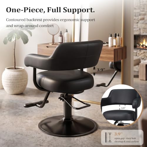 OmySalon Barber Chairs for Barbershop Dark Brown and Gold Styling Chair, Salon Chair for Hair Stylist Heavy Duty Hydraulic Pump, 360°Swivel with Footrest, Hairdressing Beauty Spa Braiding Equipment - Image 5