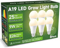 A19 Grow Light Bulbs, 9W Full Spectrum Plant Light Bulb for Indoor by FUJIECO