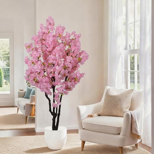 5.9ft Tall Pink Artificial Cherry Blossom Tree - Image 2