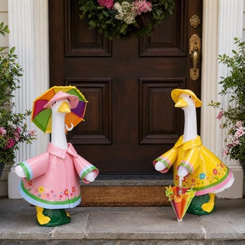 DECOHS 2 Set Raincoat Porch Goose Outfits, Summer Lawn Goose Statue Cloth - Image 5