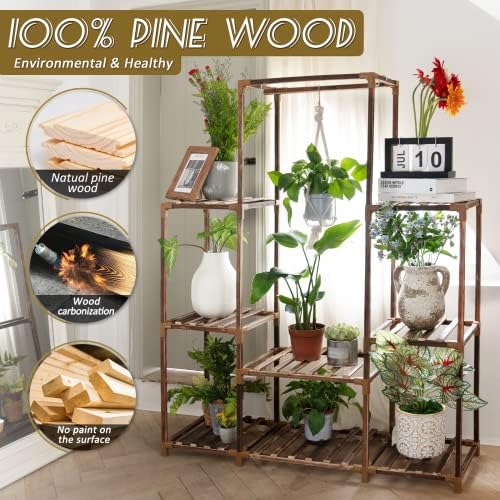Plant Stand Indoor Outdoor, 8 Tiered Plant Shelf Wood Plant Rack - Image 2