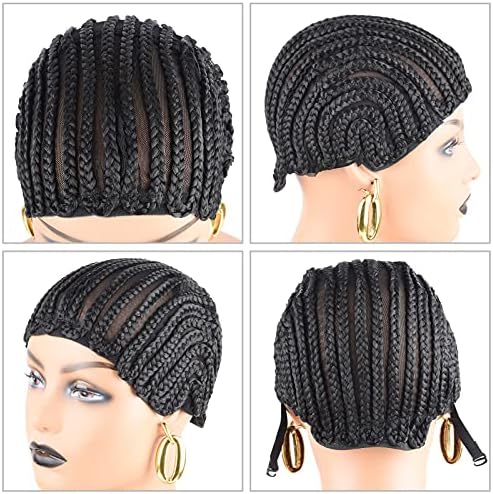 1PCS Breathable Braided Crochet Cornrows Wig Caps for Making Synethic Wigs Durable Stable Black Easier Sew in Braiding Wigs Cap Medium Size - Image 3