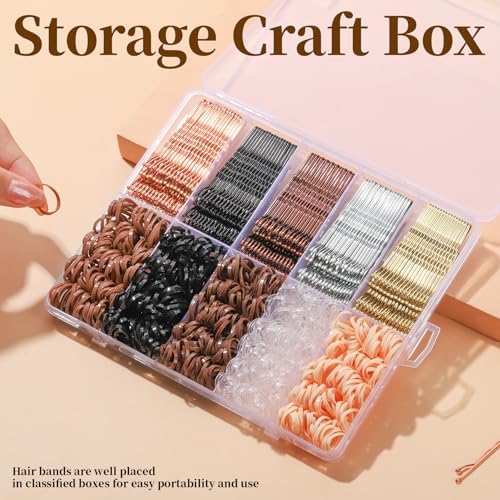 YGDZ 750PCS Bobby Pins for Women, 250PCS 2Inch Hair Pins for Brown Hair, Black, Blonde Hair, 500PCS Elastic Hair Ties Neutral Colors, Christmas Stuffers Xmas Gift Hair Accessories for Women, Girls - Image 6