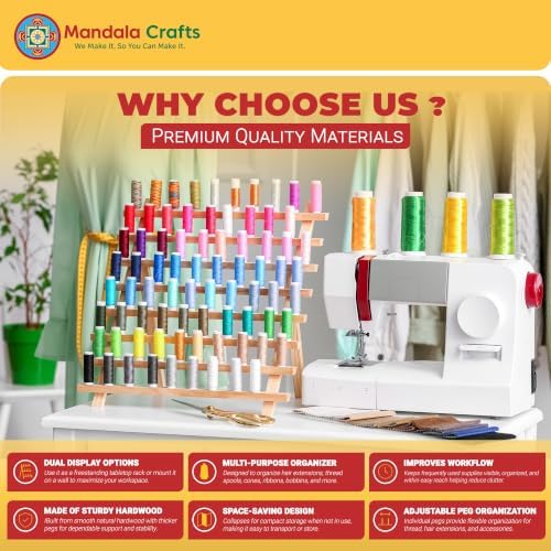 Mandala Crafts Sky Blue Thread Rack Sewing Embroidery Thread Holders - Image 3
