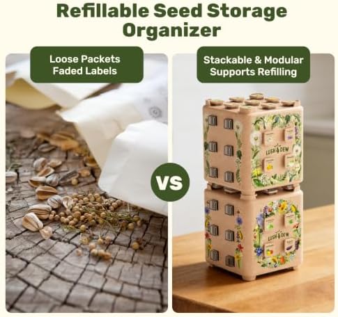 LUSH&DEW SeedStack Starter Pair, Gardening Gifts, 38 Type Veggie Herb Seeds - Image 4