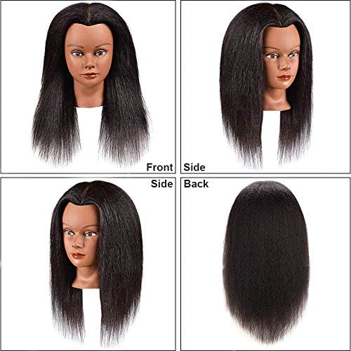 Morris Mannequin Head 14 Inch 100% Real Hair Training Head Manikin Head With Hair Cosmetology Doll Head for Hairdresser Practice HairStyling Braiding with Clamp Stand - Image 2