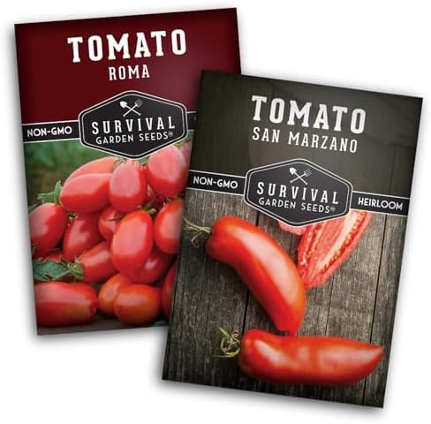 Paste Tomato Seed Variety Pack Collection - Roma and San Marzano by SurvivalGardenSeeds