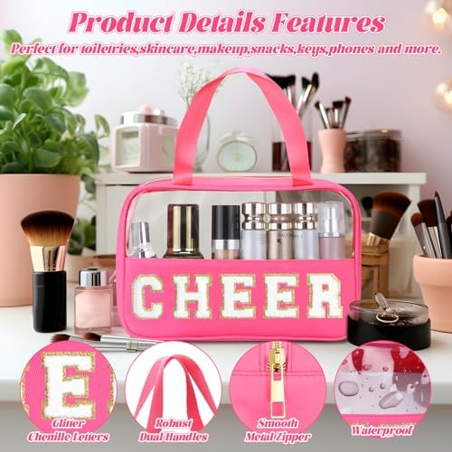 BuyCard Cheer Chenille Letter Bags Clear Makeup Bag, Cheerleader Gift Bag - Image 3
