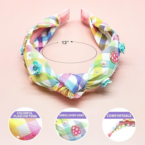 FROG SAC Knot Headband for Girls, Knotted Headbands for Toddler Kids, Rainbow Beaded Unicorn Hair Accessories, Halloween Christmas Stocking Easter Basket Stuffers (Pink,Purple,Yellow,Blue,Green) - Image 4