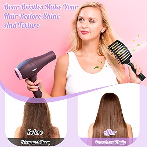 URTHEONE Hair Brush,Detangling Hairbrush Boar Bristle Curved Vented Hair Brush for Women Men Kids Curly Thick Long Short Wet or Dry Hair, Faster Blow Drying(2Pack Black） - Image 3