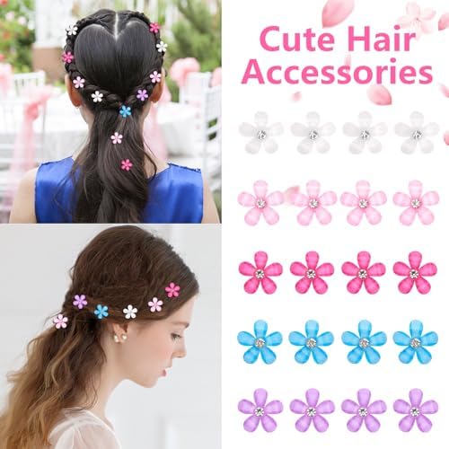 YISSION Colorful Rhinestone Hair Accessories - Mini Flower Hair Clips, Pins & Barrettes for Wedding, Bridal, Girls & Women - Image 3
