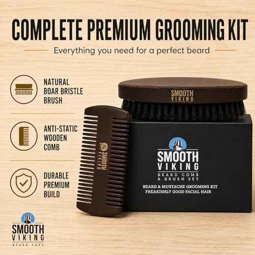 Smooth Viking - Beard Brush for Men Beard Kit for Men, Natural Boar Bristle - Image 2