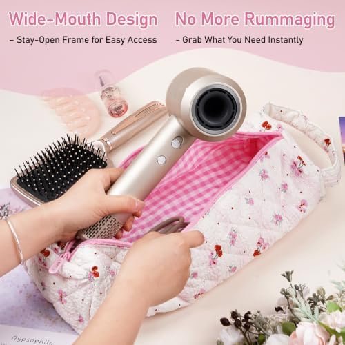 Hair Tool Organizer Travel Bag for Curling Irons & Dryers (Pink Cherry) - Image 4