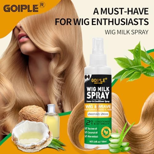 Goiple Wig Milk Spray Wig Spray for Synthetic Hair, Leave-In Conditioner for Hair Wigs, Conditioner ＆ Detangler 2 in 1 Moisturizer, Hydrates & Replenishes Synthetic Wigs Easy Combing (3.4 fl oz) - Image 3