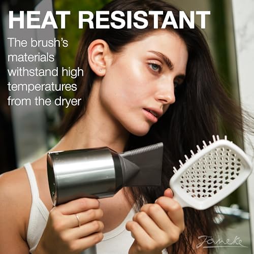 Janeke Superbrush Detangling Brush for Soft Smoothing Hair Brushing with Anti-Static Bristles - Vented Wet Hair Brush for Blow Drying Use - Perfect for Curly, Thick, Wavy, Fine Hair Types (White) - Image 4