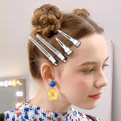 Metal Alligator Hair Clips for Women，Duck Billed Hair Pins 52pcs, Silver Professional Styling Hair Clips for Long Hair Cutting & Needle Rolling& Give Gift- Viywicz - Image 2